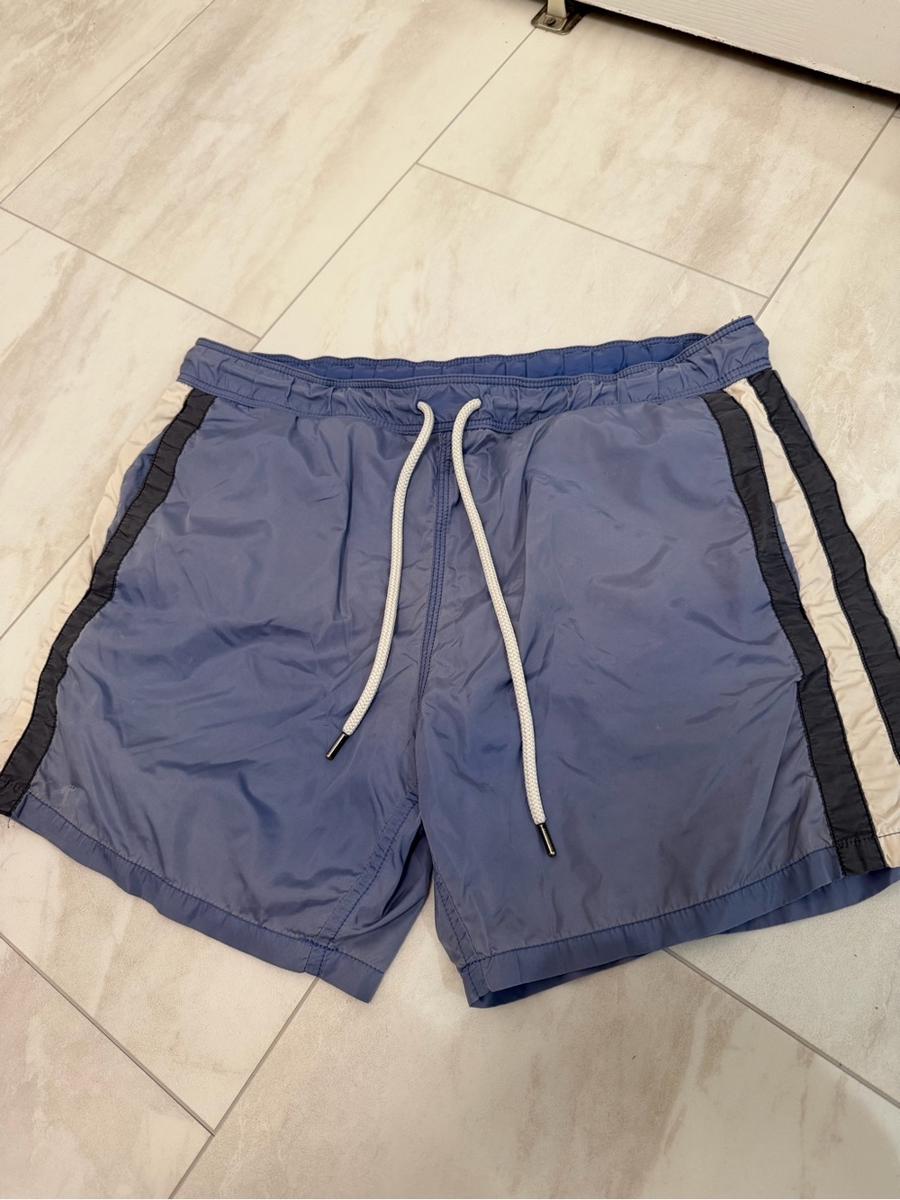 Moncler Blue Men's Athletic Swim Shorts with Side Stripes